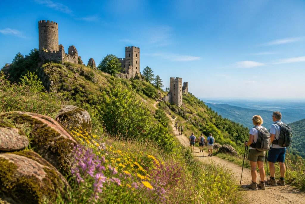 découvrez les trois châteaux d'éguisheim lors d'une randonnée inoubliable. explorez ces sites historiques incontournables et profitez de paysages magnifiques.