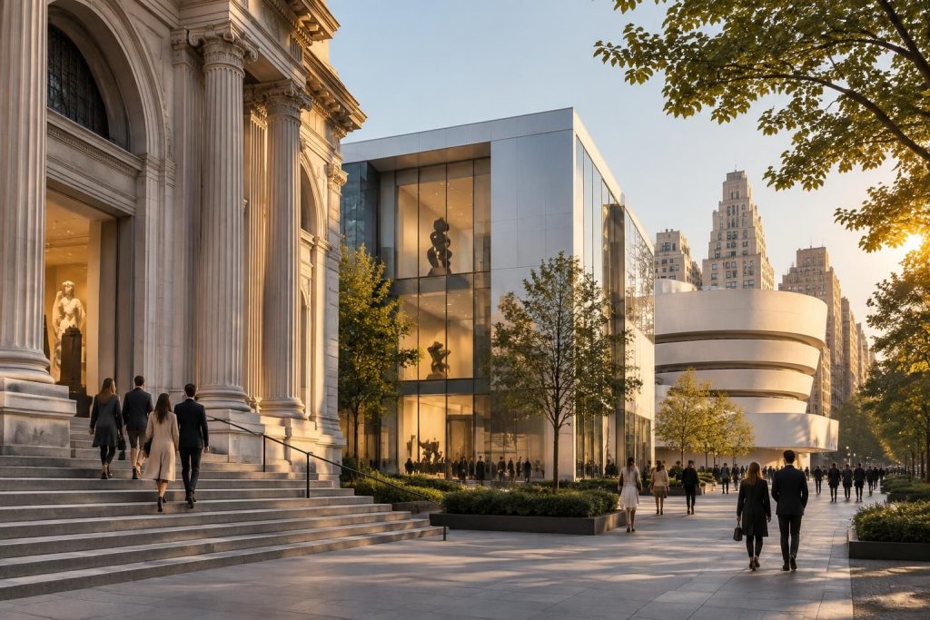 découvrez les grands musées de new york : admirez l’art moderne au moma, les collections du met et l’architecture emblématique du guggenheim.