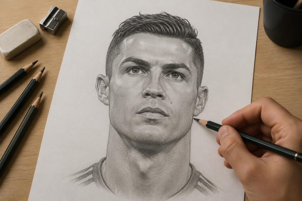 apprenez à dessiner ronaldo étape par étape, avec des techniques simples pour créer un portrait réaliste et capturer ses traits emblématiques.